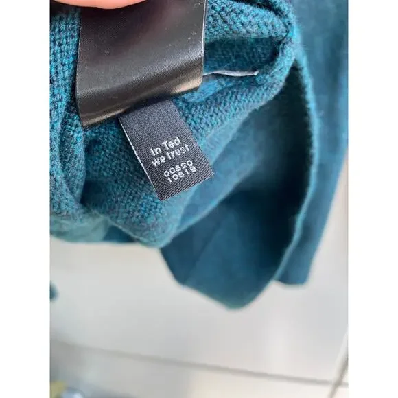 TED BAKER turquoise gray gradient cotton wool pullover sweater knit top - Picture 7 of 9